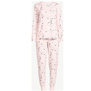 Women's Long Sleeve Sleep Top and Jogger PJ Set, 2-Piece, color: coral whisper